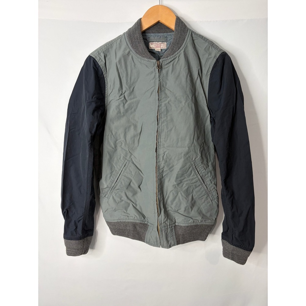 Wallace & Barnes J Crew Bomber Varsity Jacket Mens XS Gray Black Flight Classic